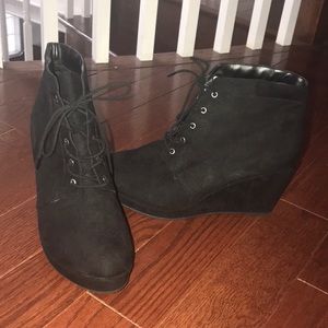 Forever21 Lace-Up Wedge Booties